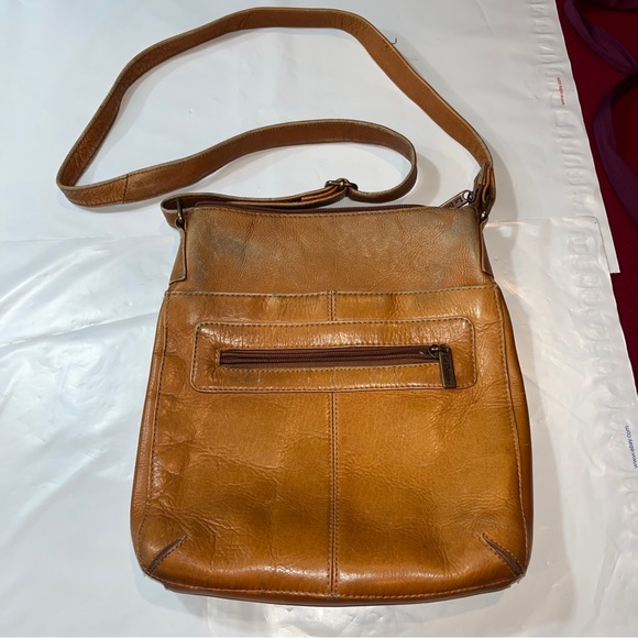 Le Donne Crossbody TAN camel crossbody Bag Purse Brown Leather Boho zip up boho - Picture 5 of 16
